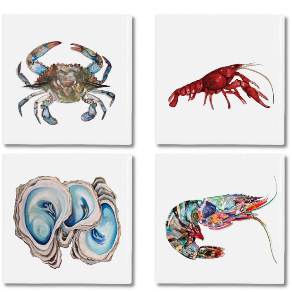 CUSTOM CERAMIC COASTER SET - SHELLFISH
